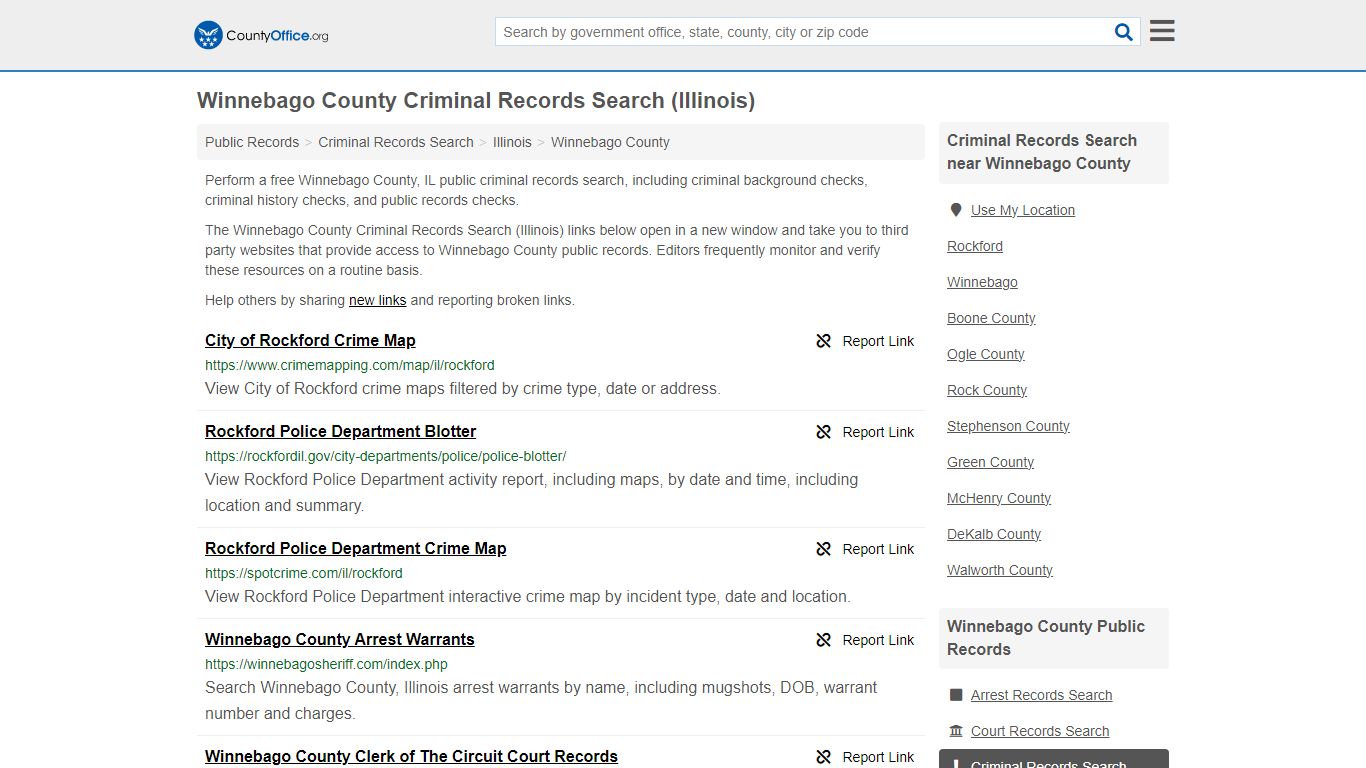 Winnebago County Criminal Records Search (Illinois) - County Office